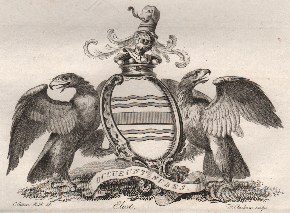 ELIOT. Coat of Arms. Heraldry 1790 old antique vintage print picture
